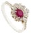 18k Gold Mozambique Natural Ruby & Diamond Floral Halo Cocktail Ring Size 6 For Sale