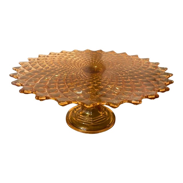 1960s Westmoreland Sawtooth Diamond Cake Stand For Sale