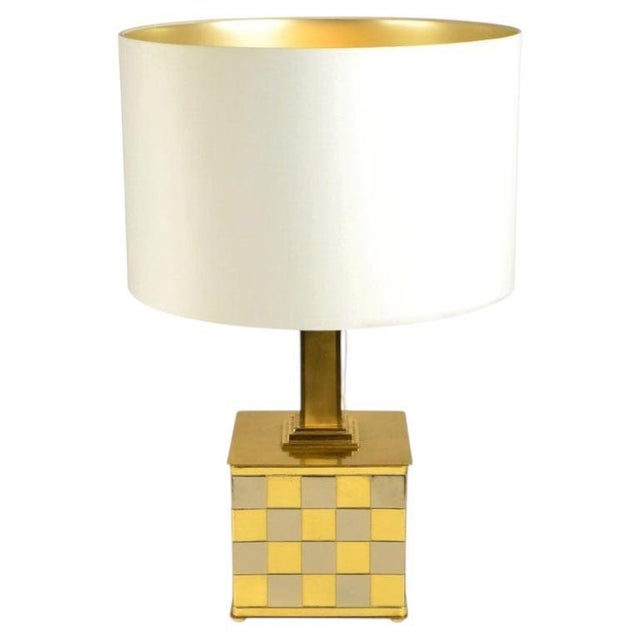 Checker Table Lamp in Brass and Chrome by Spadafora, 1970s For Sale - Image 9 of 9