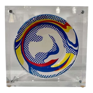 Roy Lichtenstein "Paper Plate" Original Encased in Heavy Custom Lucite Block
