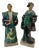 Samurai and Geisha in Tanagra Ceramic, Italy, 1930s, Set of 2 For Sale