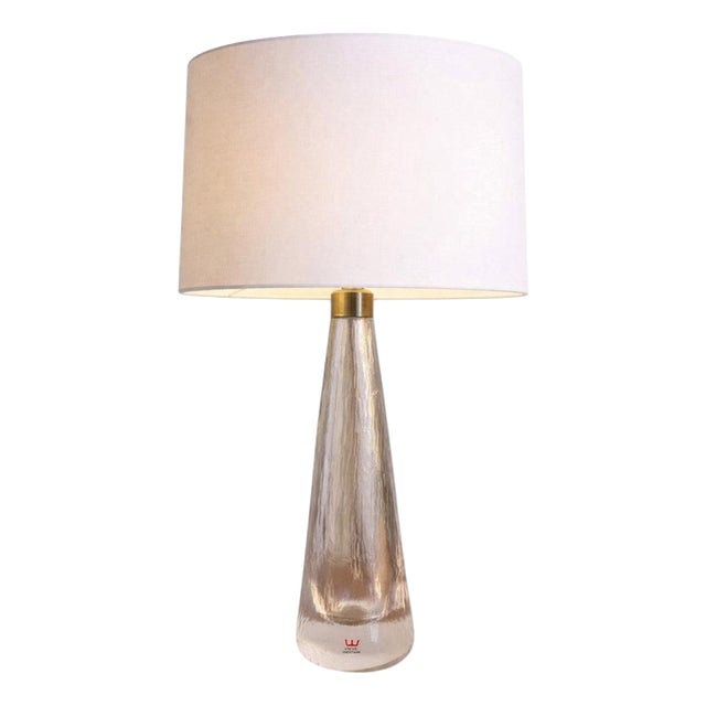 Textured Crystal Glass Lamp by Vicke Lindstrand for Kosta, Sweden, 1950s For Sale