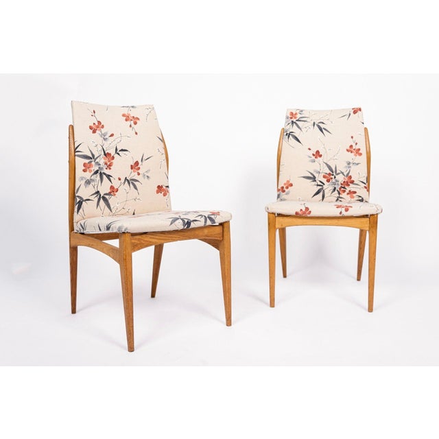 Mid-Century Modern Vintage Mid Century Swedish Wood & Floral Fabric Side Chairs, 1950s For Sale - Image 3 of 12