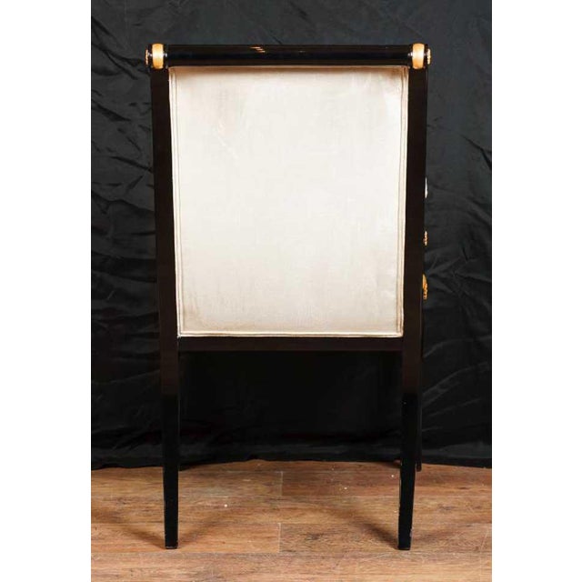 Traditional Empire French Armchair in Black Lacquer For Sale - Image 3 of 12