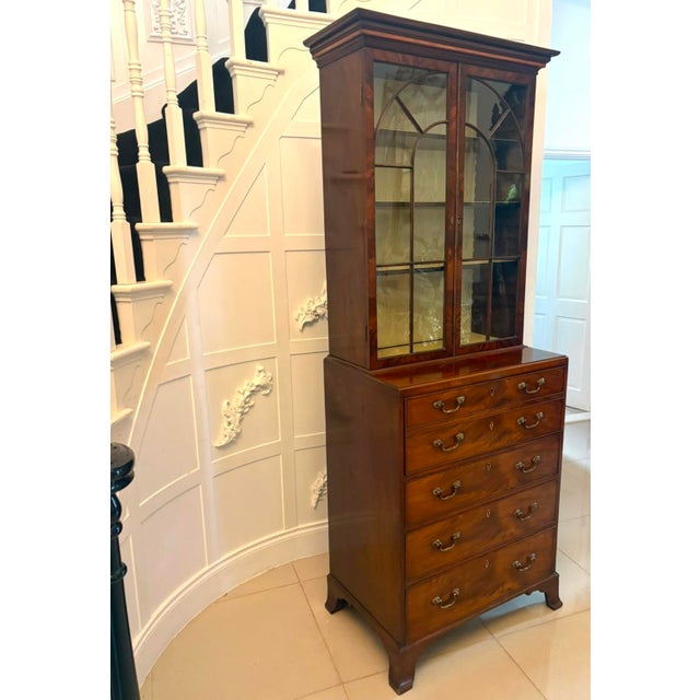 Antique Georgian Astragal Glazed Mahogany Bookcase with Secretaire from Gillows, 1780s For Sale - Image 4 of 18