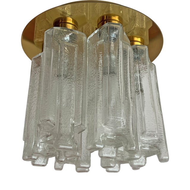 Vintage Ceiling Light in Glass and Gilt Metal from Leclaire & Schäfer, 1970s For Sale