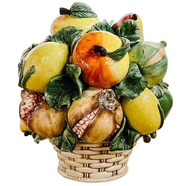 X Large Italian Porcelain Mixed Fruit Basket Topiary Centerpiece Chairish