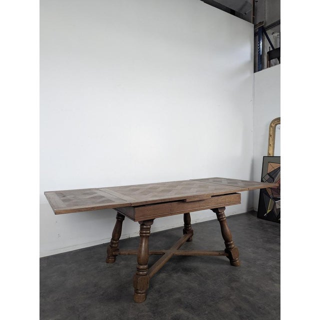 Swiss Oak Table with Italian Extension For Sale - Image 5 of 7