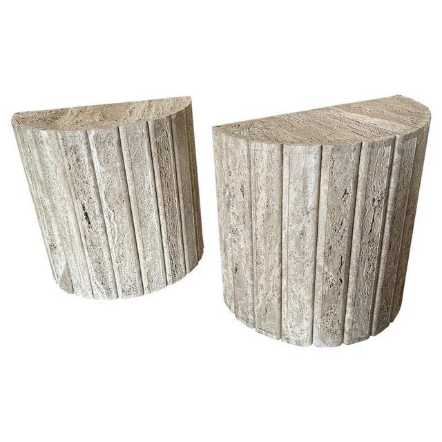 Mid 20th Century Fluted Travertine Side Tables - A Pair For Sale - Image 13 of 13