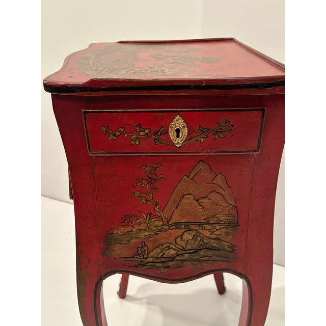 Red & Gold Chinoiserie Antique End Table For Sale In Philadelphia - Image 6 of 10