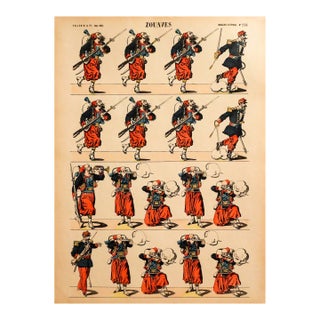 1880s - 1890s French Military Print - Imagerie d'Épinal #114 - Zouaves For Sale