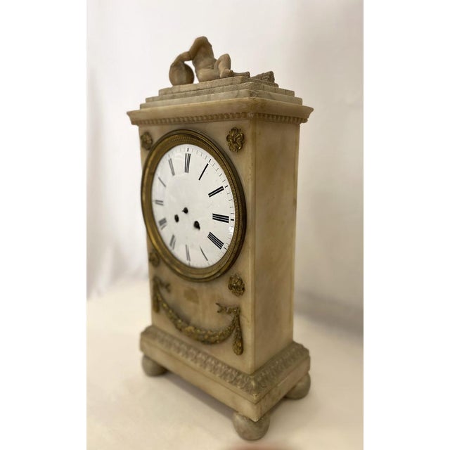 Alabaster Mantel Clock, 1800s For Sale - Image 3 of 12
