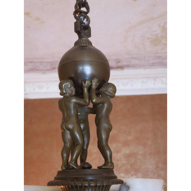 Bronze and Alabaster Figural Chandelier For Sale - Image 6 of 12