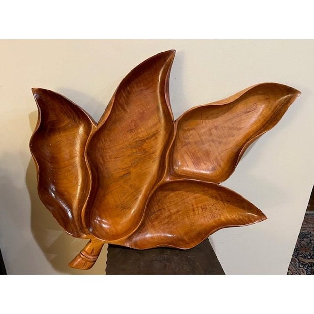Magnificent and extra-large vintage Blair of Hawaii divided leaf-shaped serving tray/platter, estimated to be from the...