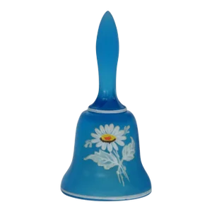 Westmoreland Daisy Style Hand Painted Blue Satin Glass Bell