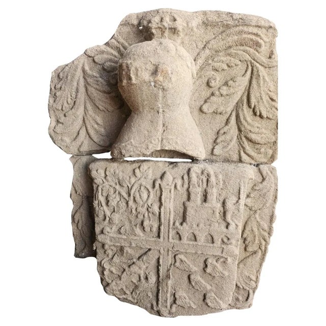 16th Century Spanish Family Coat of Arms Sandstone Carving, 1550 For Sale - Image 9 of 9