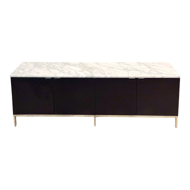 Florence Knoll Credenza in Ebonized Oak With Calacatta Marble Top For Sale