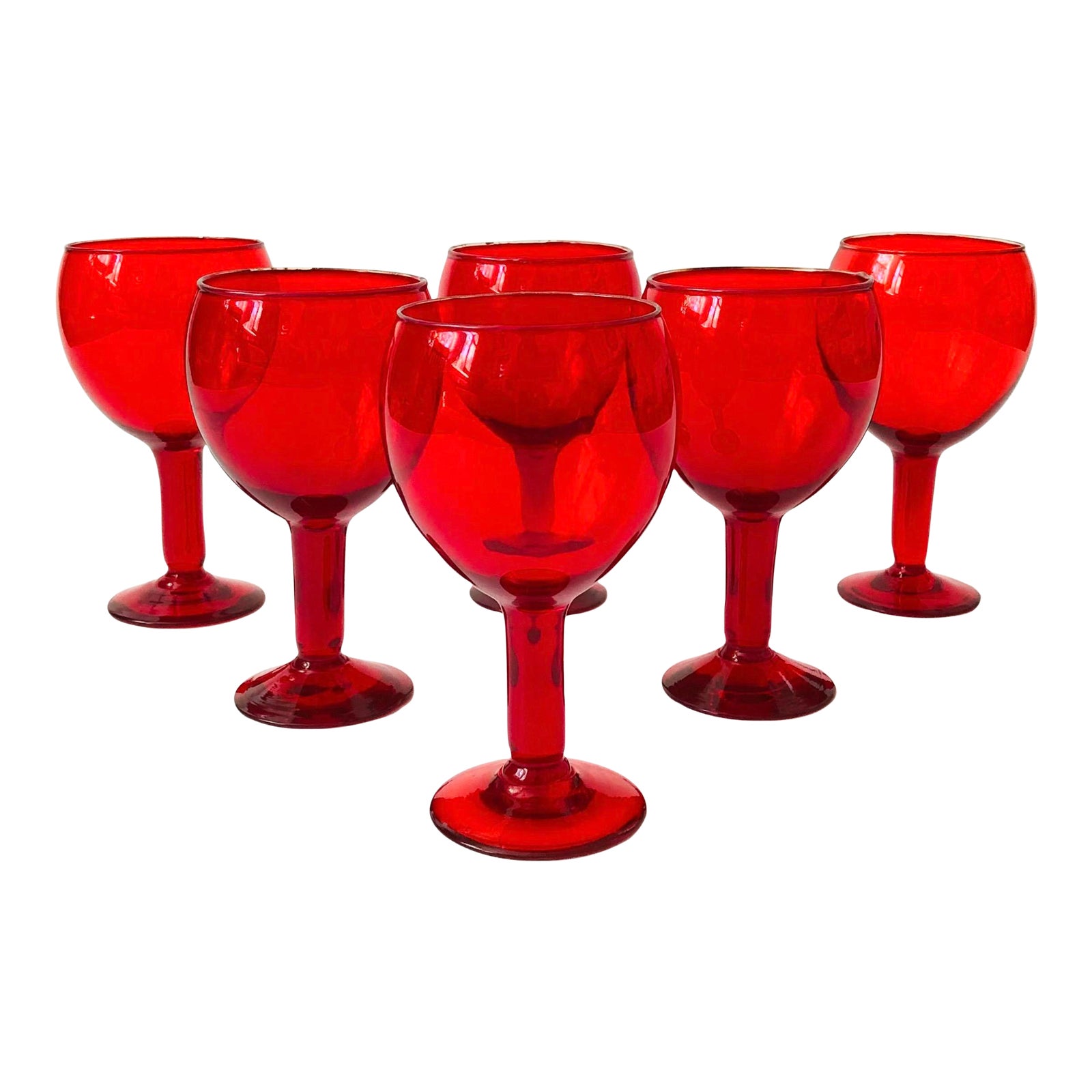 Vintage Red Wine Glasses Set of 6 Chairish