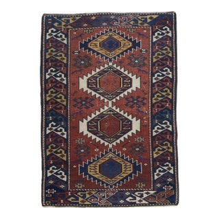 Fine Antique Kuba Wool Rug 2’3” X 3’3” For Sale