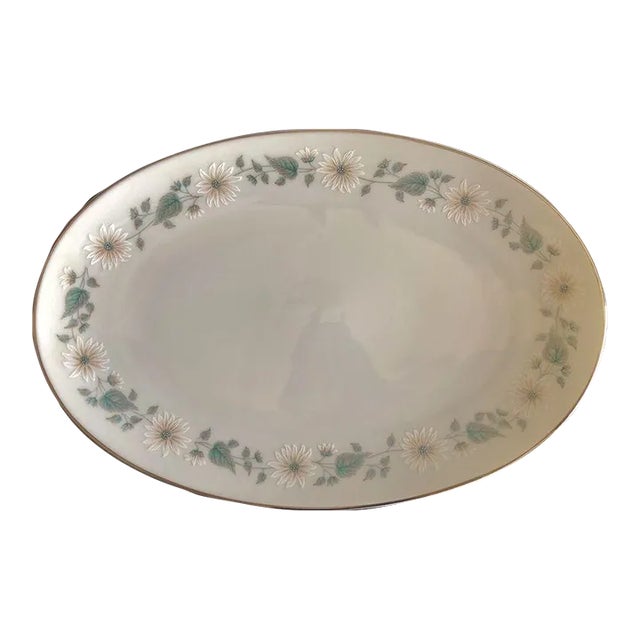 1960s Noritake Wellesley Modern Floral Serving Dish with Platinum Trim 6214 For Sale