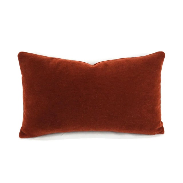 F. Schumacher San Carlo Mohair Velvet in Sienna Lumbar Pillow Cover For Sale In Portland, OR - Image 6 of 6