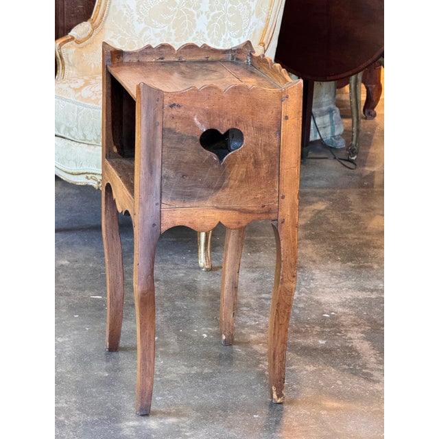 Wood 19th Century French Beech and Walnut Side Table With Heart Cutouts For Sale - Image 7 of 9
