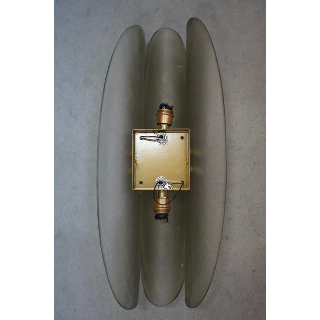 Metal Italian Murano Glass Smoked Color Wall Light For Sale - Image 7 of 8