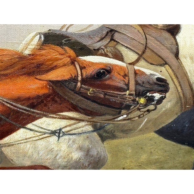 1930s Edith Alice Simkins (1870–1949) “Runaway Horses” 1939 Large Oil on Canvas, Early Wwi Cavalry Aftermath Scene For Sale - Image 5 of 18