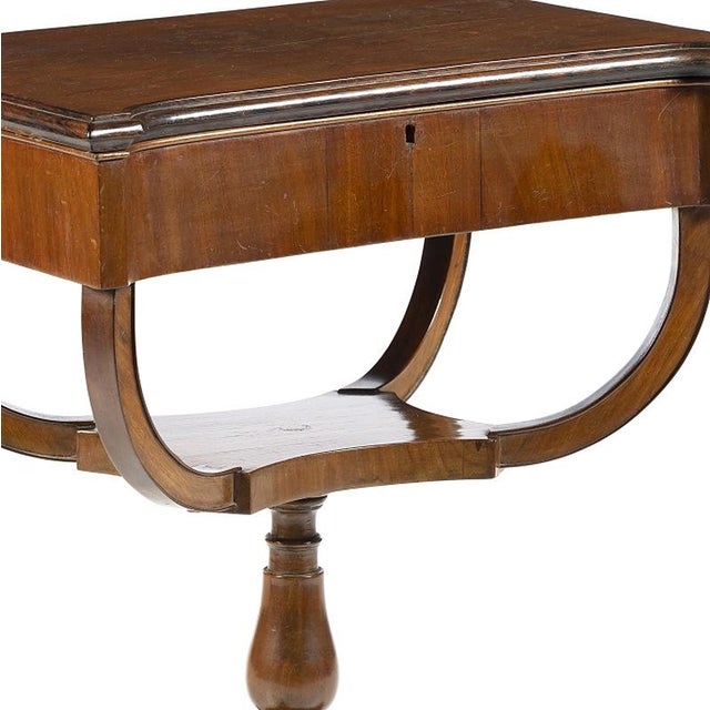 English sewing table - 19th century. English; 19th century; made of mahogany wood with Noble Wood frames. Lift-up top;...
