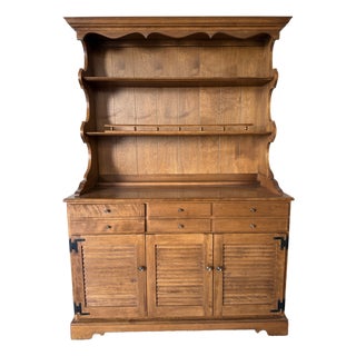 1960s Ethan Allen Heirloom Nutmeg Maple Hutch and Buffet For Sale