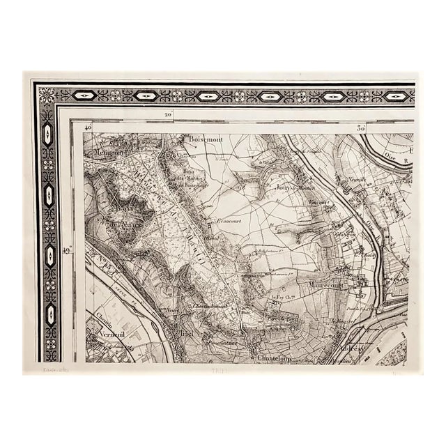 Antique 1800s French Map-Ile De France For Sale