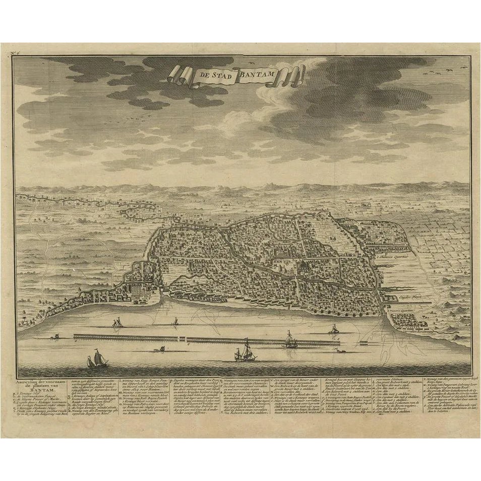 Valentijn, Decorative View of the Indonesian Town of Bantam / Banten ...