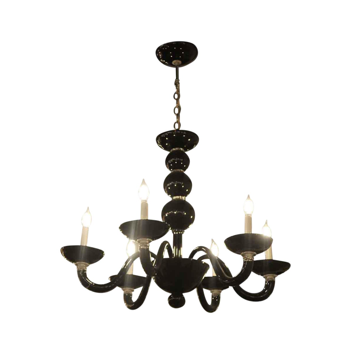Vintage Black Murano Glass Chandelier | Chairish