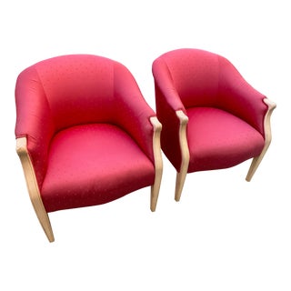Mid Century Modern Hollywood Regency Barrel Back Club Chairs- A Pair For Sale