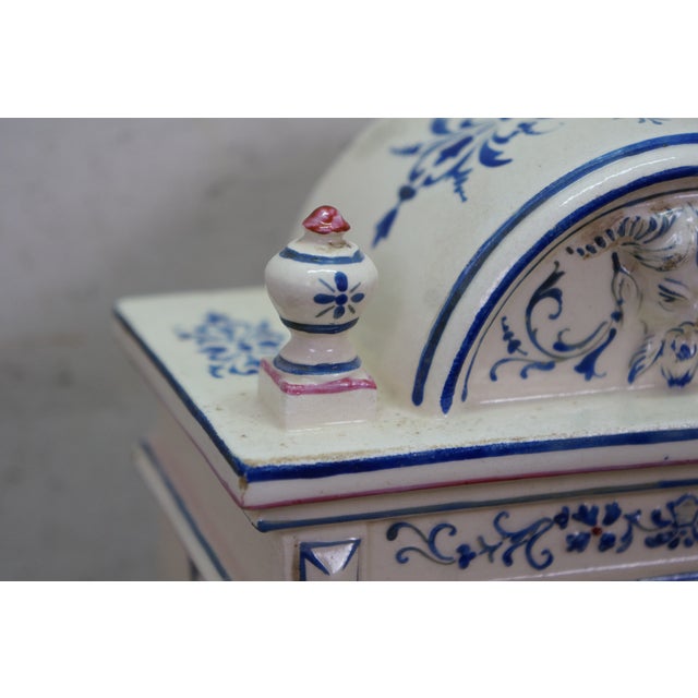 Antique Renaissance Revival j.e. Caldwell French Delft Porcelain Mantel Clock For Sale - Image 11 of 18