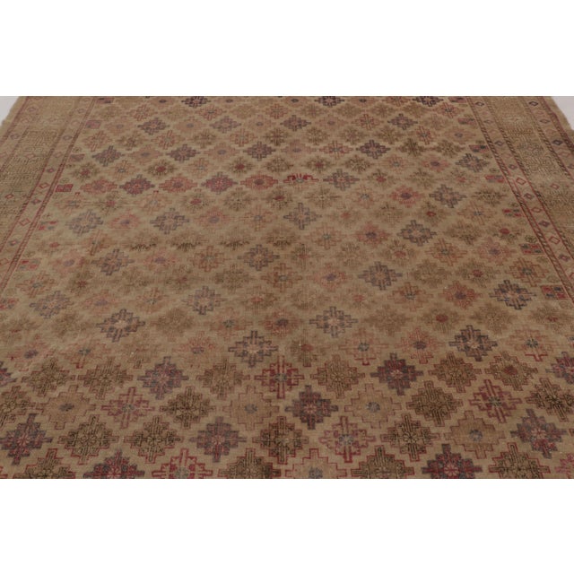Rug & Kilim Antique Khotan Rug, Beige and Pink Floral Geometric Pattern - Rug & Kilim For Sale - Image 4 of 8