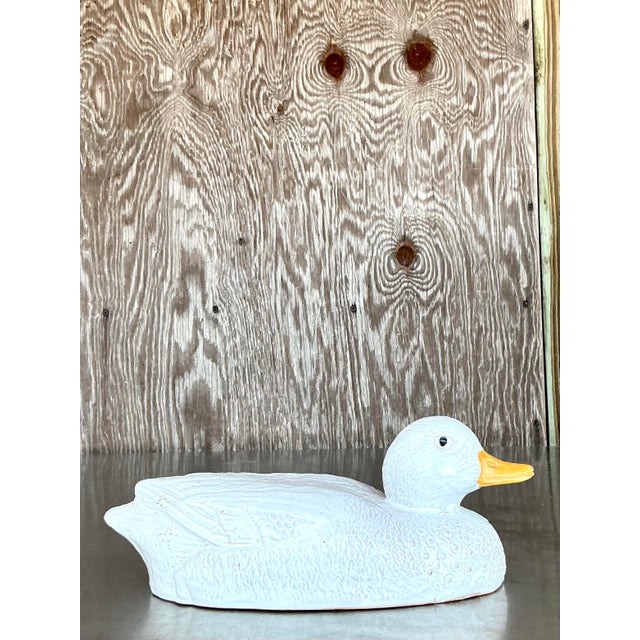 White Vintage Mid-Century Modern Raymor Glazed Ceramic Duck For Sale - Image 8 of 12