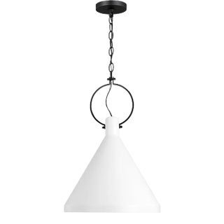 Suzanne Kasler By Visual Comfort Studio Lyon Medium 1-Light Pendant in Matte White For Sale