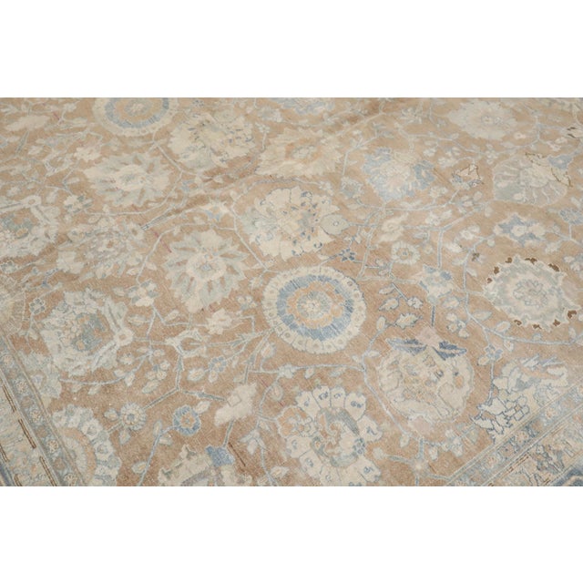 Textile Antique Zabihi Collection Brown Soft Blue Persian Tabriz Rug - 10' x 12'2" For Sale - Image 7 of 12