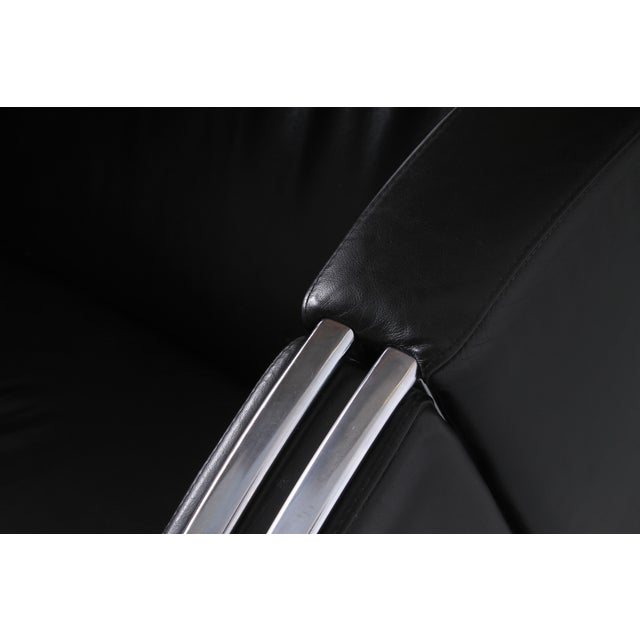 Postmodern Black and Chrome Leather Easy Chair by Young, 1980s For Sale - Image 18 of 18