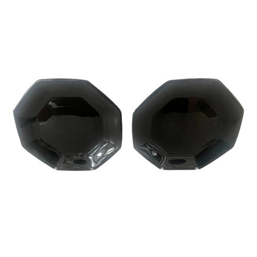 Postmodern 1980's Black Glass Arcoroc France Octime Dinner Plates