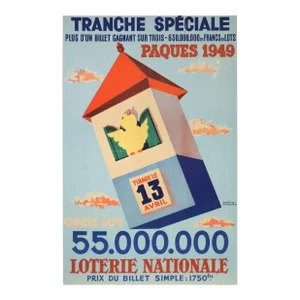 1939 French Loterie Poster - Loterie Nationale, Tranche Spéciale: April 13 1939