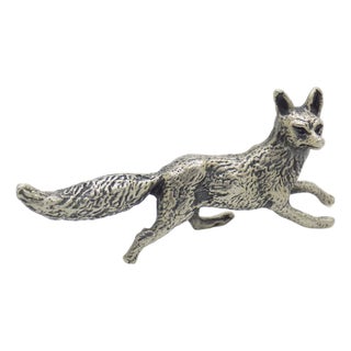 Vintage Italian Handmade Silver Hunting Fox Figurine, Tuscany, 1970s For Sale