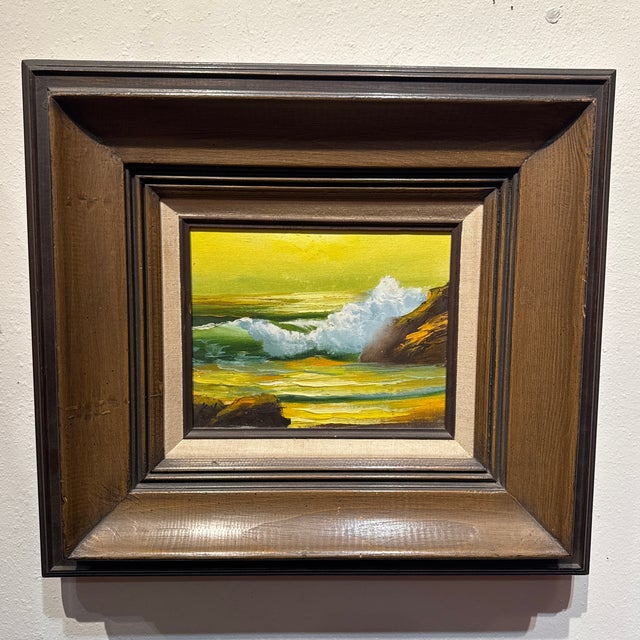 “Seascape” by Carfe Oil on Canvas 1974 For Sale - Image 4 of 11