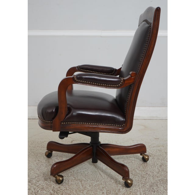 Traditional Maitland Smith Leather Office Chair Model 1015 For Sale - Image 3 of 12