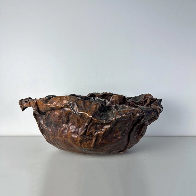 Studio artist fold formed copper bowl. Abstract postmodern bowl made of a carefully worked copper sheet and made of one...