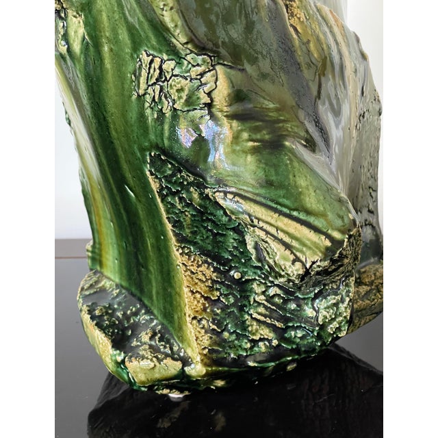 Large Japanese Ceramic Oribe Sculptural Vessel by Shigemasa Higashida For Sale - Image 11 of 18