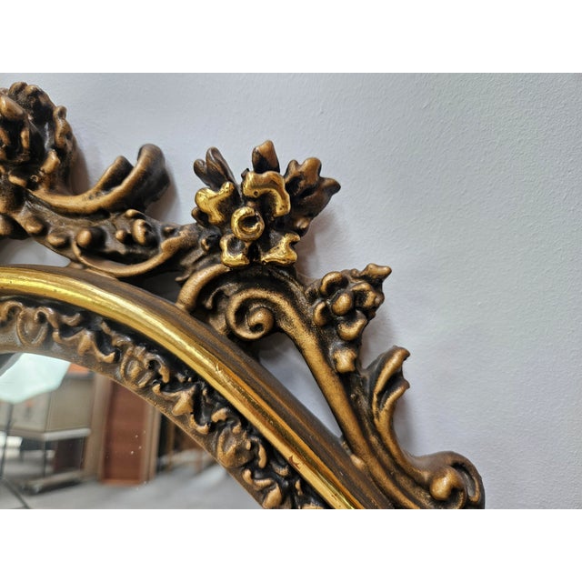 Vintage Mirror in Lacquered and Carved Wood, 1960 For Sale - Image 6 of 12