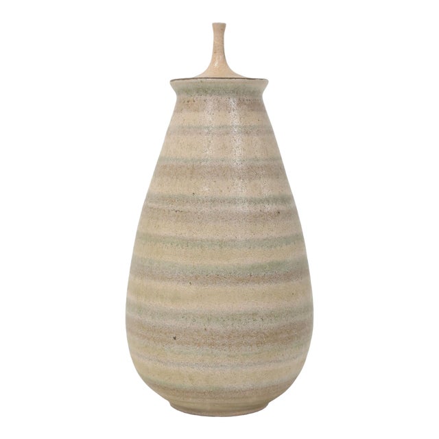 Vintage Clyde Burt Ceramic Vase With Lid For Sale