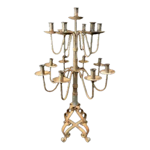 1980s Massive Spanish Style 15 Arm Wrought Iron Candelabra